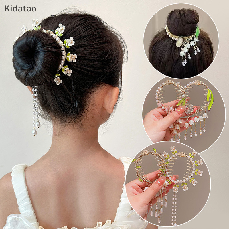 Kidatao Elegant Lily Of The Valley ดอกไม้เพิร์ล Rhinestone sel หางม้าหัวเข็มขัดผม Bun คลิปผม Pins หญิงสาวอุปกรณ์เสริมผมใหม่