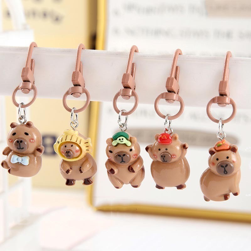 น่ารัก Capybala พวงกุญแจนักเรียน Key Chain อุปกรณ์เสริมจี้การ์ตูนกระเป๋านักเรียนพวงกุญแจ
