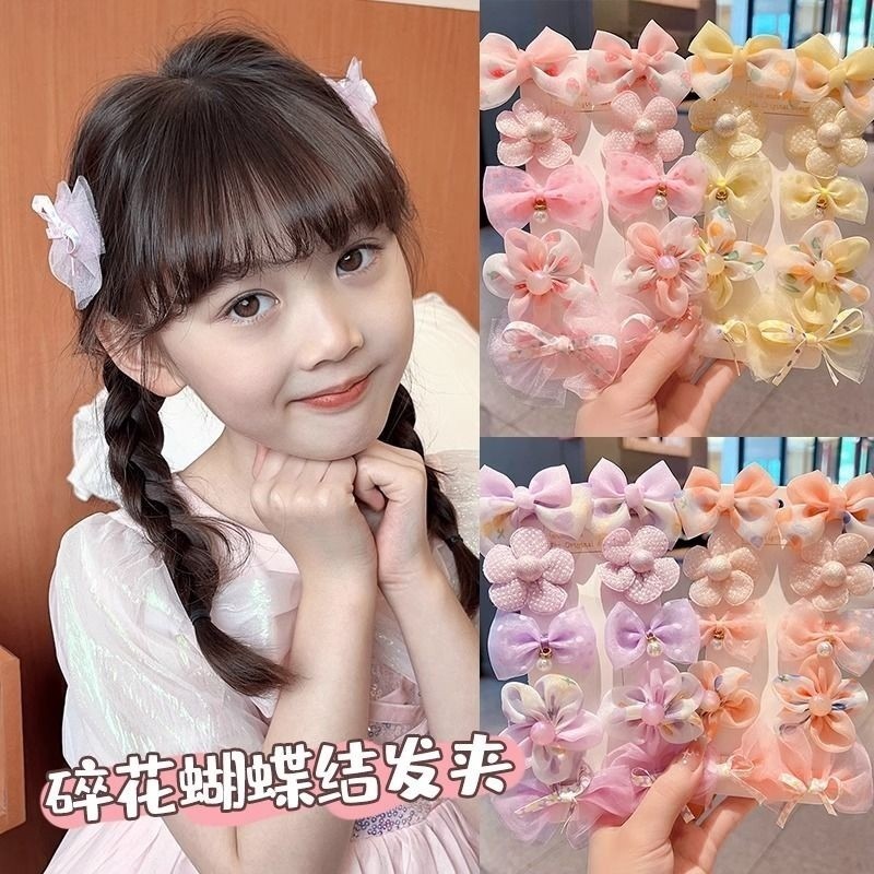 10 ชิ้น/เซ็ตน่ารัก Bows Baby Hairclips ลูกไม้ดอกไม้เด็กสาว Hairpins Hairdresses เด็ก BB คลิปของขวัญ