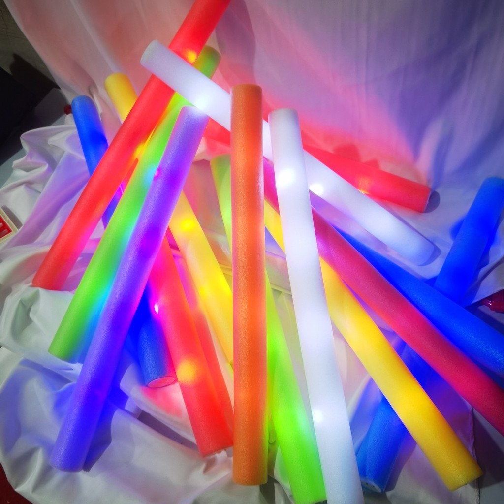 48 ซม.LED Glow Sticks สีสัน RGB Glow โฟม Stick Luminous Cheer Tube Dark Light สําหรับวันเกิดคริสต์มาสงานแต่งงาน Glow in Dark Party Supplies
