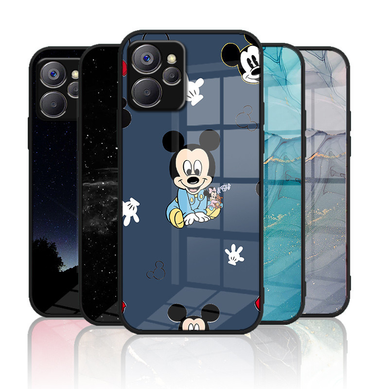 เคสกระจก OPPO realme 10 5g / realme 10t 5g / realme 9i 5g เคสกระจกนิรภัยฮาร์ดฝาหลังขอบซิลิคอนอ่อน