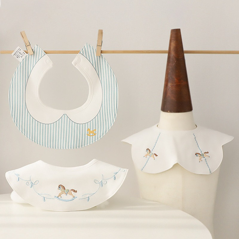 3 ชิ้น Baby Boutique Bibs น่ารักปักการ์ตูน Palace Bib กันน้ําทารกแรกเกิดอุปกรณ์เสริม 0-2 ปี