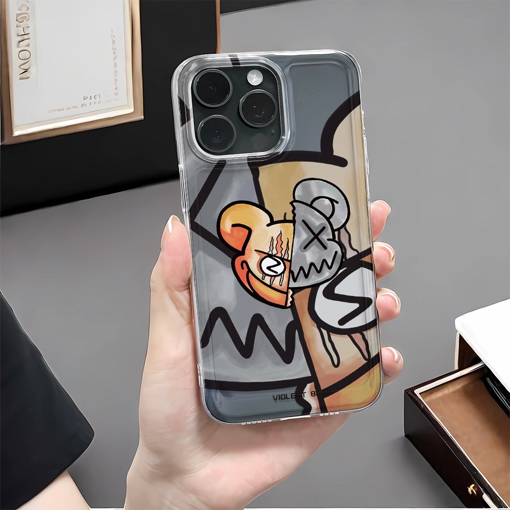 Soft TPU SpaceเคสใสสําหรับIphone 11 15promax 14 13 12 7 8 Plus X XR XSMax Montageหมีกันกระแทก