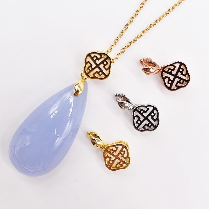 ทําเอง925ครึ่งจี้เงินหัวเข็มขัดมรกตสีเหลืองอําพันขี้ผึ้งหยกคริสตัลมะระจี้คลิปบนปุ่มรูปไข่หัวเข็มขัด