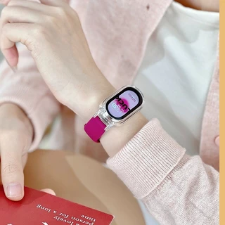 สายซิลิโคนสําหรับ เสี่ยวหมี่ ไมล์ วงดนตรี For Xiaomi Mi Band 10 9 8 7 6 5 4 3 สายนาฬิกาสําหรับ ไมล์ for band 10/9/8/7/5/6/4/3 แฟชั่นสีทึบสร้อยข้อมือนุ่มเปลี่ยนสายรัดข้อมือ