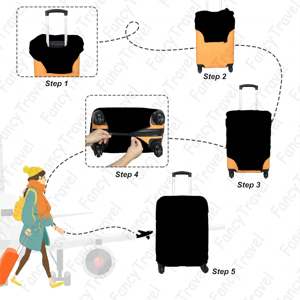 FancyTravel ผ้าคลุมกระเป๋าเดินทาง กระเป๋าเดินทาง ผ้ายึดได้เยอะ กันฝุ่น กันรอย สวมใส่ได้ ข้น 18/20/22/24/26/28/32นิ้ว