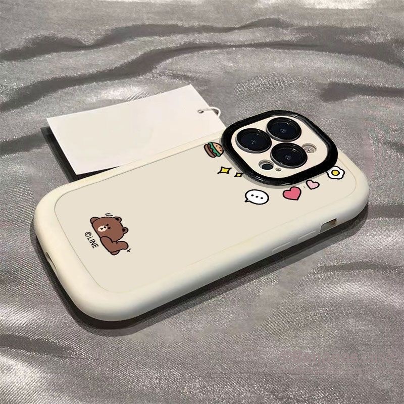 Iphone 15 14 13 12 11 Pro Max X Xr Xs Max 7 8 Plus SE2020 เคสโทรศัพท์การ์ตูนปราสาทสีชมพูหมีคู่ฝาครอบโทรศัพท์นุ่ม