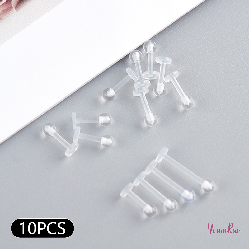 Yosunrui] 10 ชิ้นอะคริลิคใส Lip Stud แหวนหูกระดูกอ่อนต่างหูบาร์ Tragus ใหม่