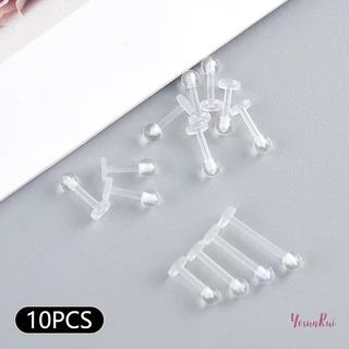 Yosunrui] 10 ชิ้นอะคริลิคใส Lip Stud แหวนหูกระดูกอ่อนต่างหูบาร์ Tragus ใหม่