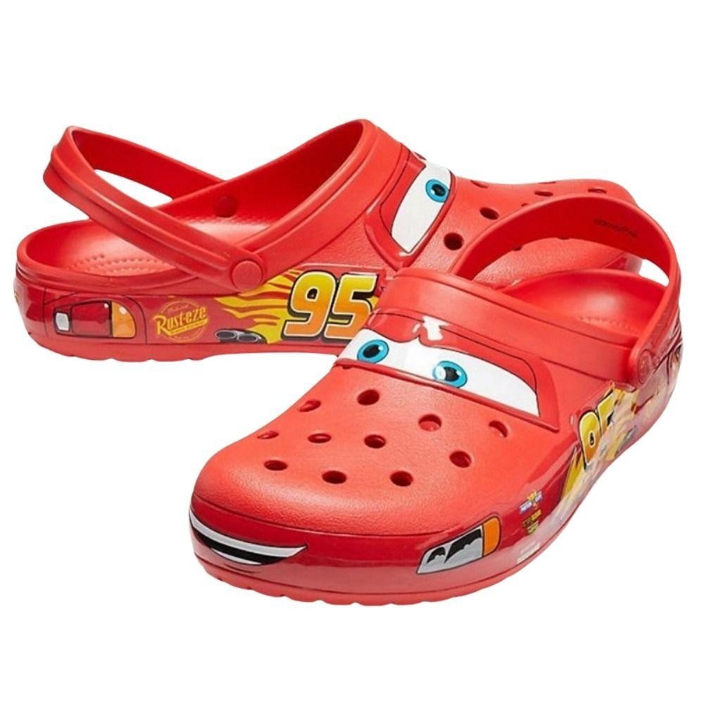 รองเท้าแตะ ENEXANDER Lightning Mcqueen Pixar, รองเท้าแตะกันลื่นสระว่ายน้ําน่ารัก, ชายหาดกลางแจ้ง การ์ตูนอะนิเมะ No95 รองเท้าแตะในรถยนต์รองเท้า