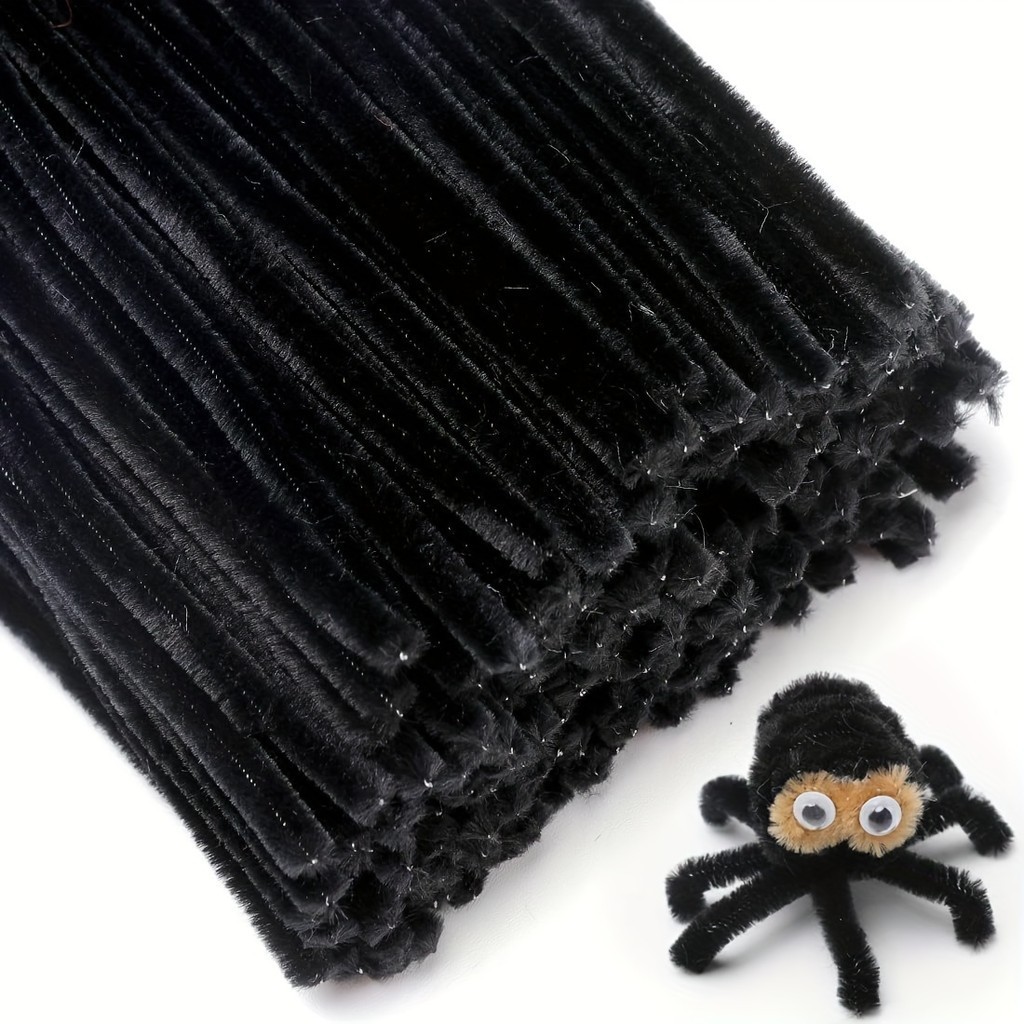 100 ชิ้นสีดํา Chenille Stems Stick ทําความสะอาดหัตถกรรมเด็กของเล่นเพื่อการศึกษา Handmade สีสัน Chenille Stems ท่อ Crafting อุปกรณ์