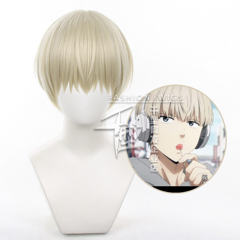 Ren Kaji คอสเพลย์วิกผมอะนิเมะ WIND BREAKER สั้นสีทองสังเคราะห์ทนความร้อนผม