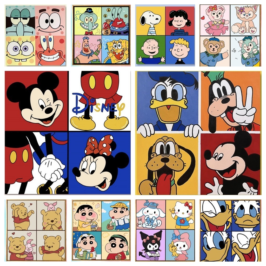 [KS] การ์ตูน 5d ภาพวาดเพชรเพชรเต็มรูปแบบห้องนั่งเล่น PasteDiamond Cross Stitch ห้องนอนห้องรับประทานอาหารเพชรเย็บปักถักร้อยตกแต่งบ้าน 30x30 ซม./40x40 ซม./50x50 ซม.