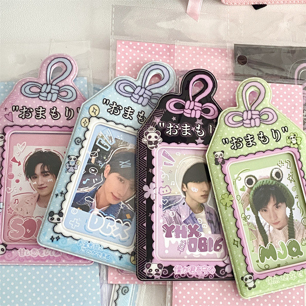 Steve Chinese Knot Amulet 3 นิ้ว Pvc Photo Card Holder Blessing Meaning Campus Card Holder พวงกุญแจ