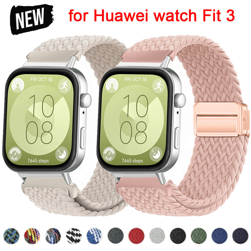 ไนลอนถักสายรัดห่วงสําหรับ huawei Watch fit 3 หัวเข็มขัดแม่เหล็กปรับสําหรับ huawei Watch fit 2 สร้อยข้อมือสําหรับ huawei fit