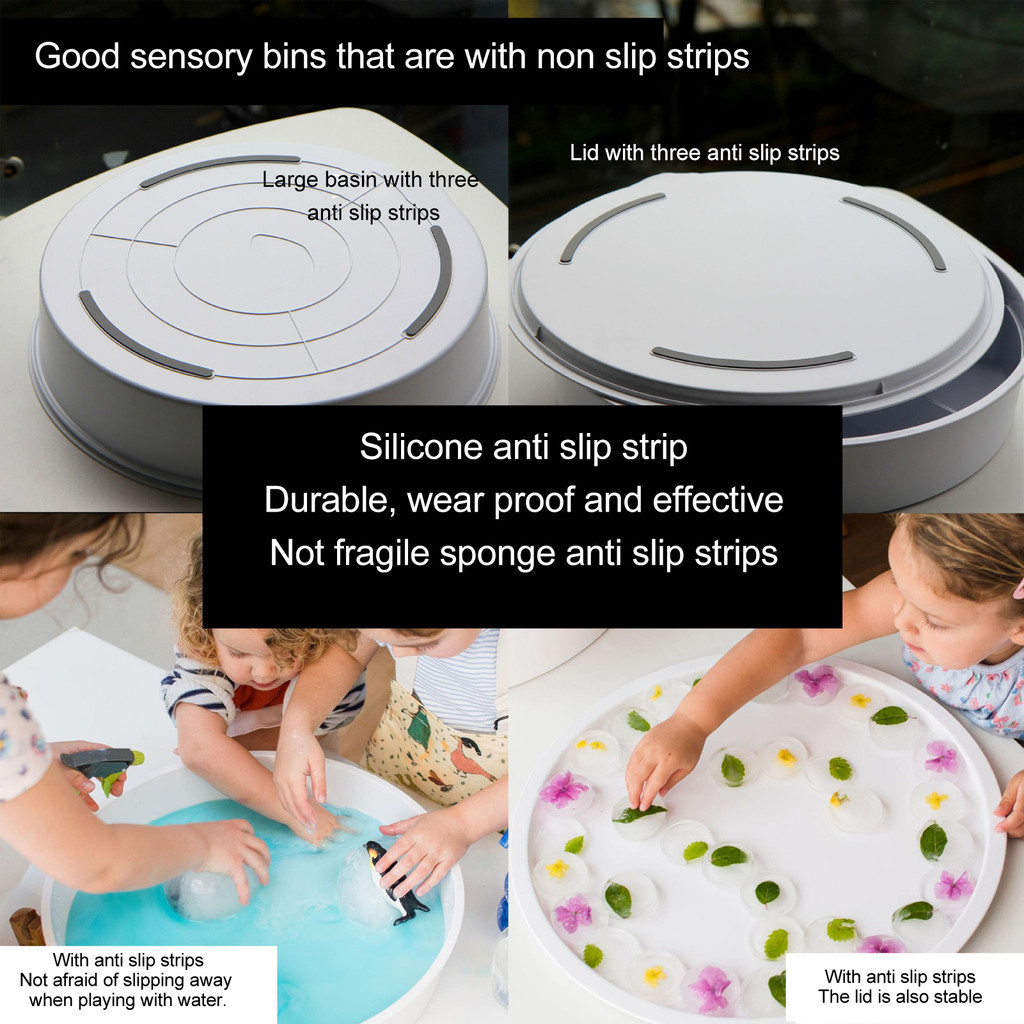 Enjoy Music เล่น Sensory Bin การศึกษา Anti SLIP ด้านล่างพร้อมฝาปิด 6 กล่องเก็บ ถาดเล่นสำหรับส่งเสริมการประสานมือและตา