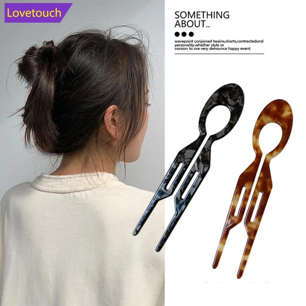 LOVETOUCH U-รูปการออกแบบที่เรียบง่ายเรขาคณิตผมSticks Acetate Hairpinsเต่าสําหรับผู้หญิงRetroสาวเครื่