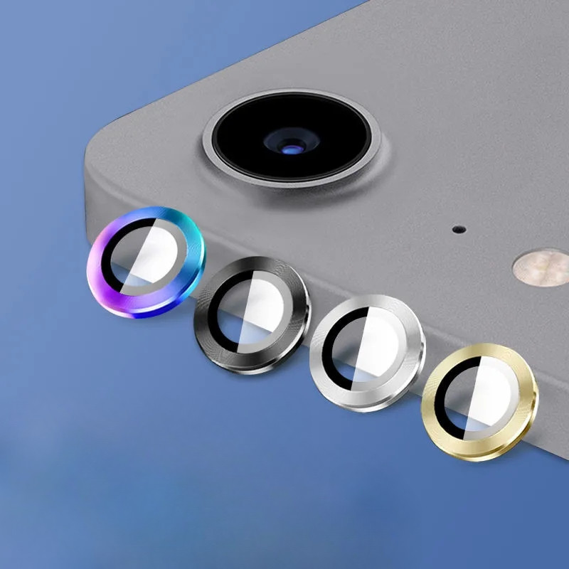Ipad10 Air4 Mini6 9HเกลียวCDรูปแบบโลหะอลูมิเนียมเลนส์กล้องฟิล์มกระจกนิรภัยสําหรับiPad Air 4 5 6 11 13 2024 10 10.9 2022 Mini 6 7 8.3 Pro 12.9 นิ้ว 2018