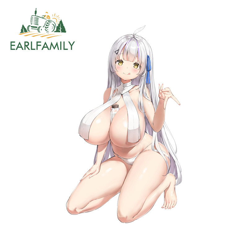 EARLFAMILY อะนิเมะสาวตลกรถสติกเกอร์รถจักรยานยนต์แล็ปท็อปกระเป๋าเดินทางไวนิลกันน้ํา Decal Amusing Scratch-Proof รถสินค้า