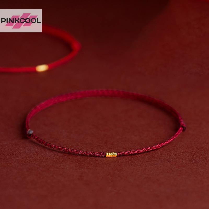 Pinkcool แฟชั่น Handmade Gold สีลูกปัดเชือกสีแดง Good Lucky กําไลข้อมือปรับ Charm สร้อยข้อมือสําหรับผู้หญิงผู้ชายคนรักของขวัญ HOT