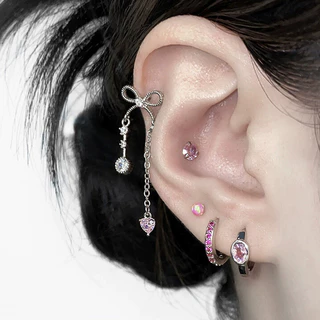 Roselife 1PC คริสตัลโบว์ผีเสื้อ Star สกรู Pierced ต่างหูสําหรับผู้หญิงสาวแฟชั่นหู Studs เครื่องประดับ