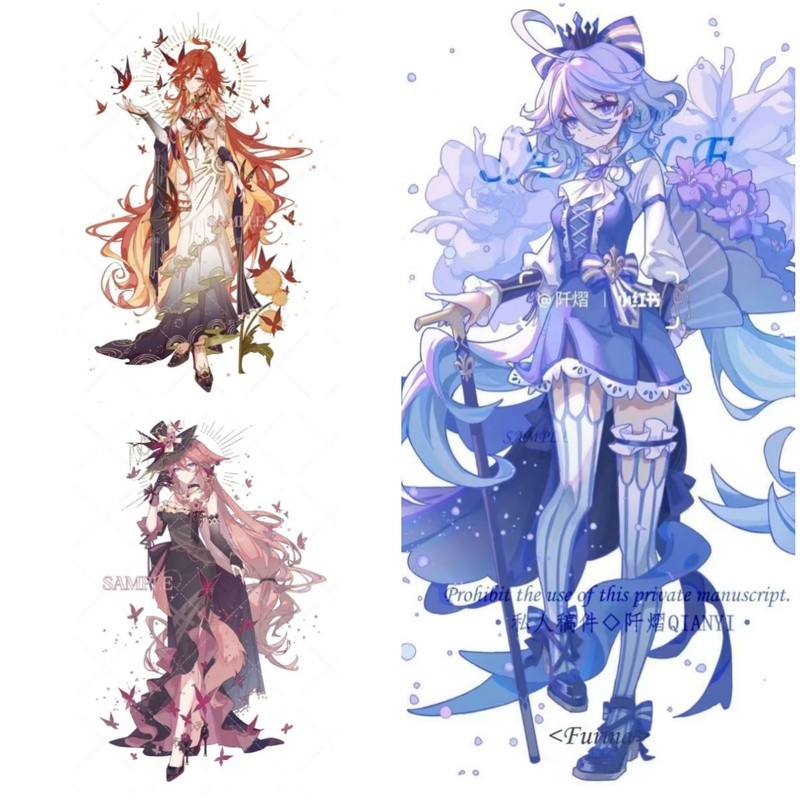 เกมการ์ตูนหวาน Mavuika Pyro Archon Haborym Kiongozi Mavuika Yae Miko Focalors Furina de Fontaine ตัวอักษรคอสเพลย์เดสก์ท็อปตกแต่งอะคริลิคยืนแผ่น