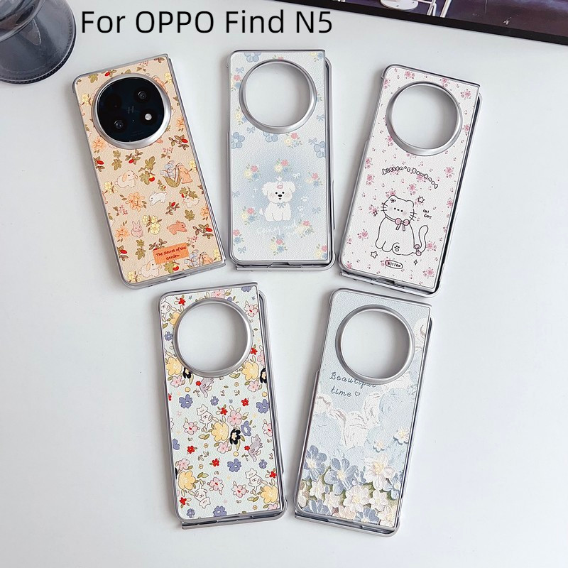 สําหรับ OPPO ค้นหา N6 N5 N 5 FindN5 กรณีน่ารักการ์ตูนแมวดอกไม้ขนาดเล็กชุบเงิน PC Hard Flip ฝาครอบโทรศัพท์ปลอกสําหรับ OPPO FindN6 N3 N5