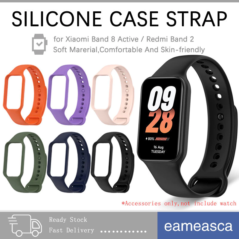 สายซิลิโคน for Xiaomi Mi Band 8 Active ฟิล์มป้องกันหน้าจอยางนุ่มกันชนสายรัดข้อมือ for Smartwatch Redmi Band 2