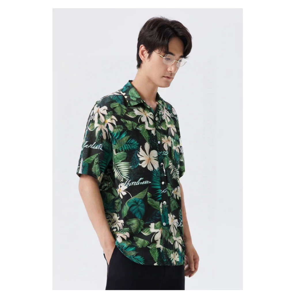 เสื้อฮาวายลายดอก คอปกแขนสั้น กระดุมหน้า ผู้ชาย thumbnail 5