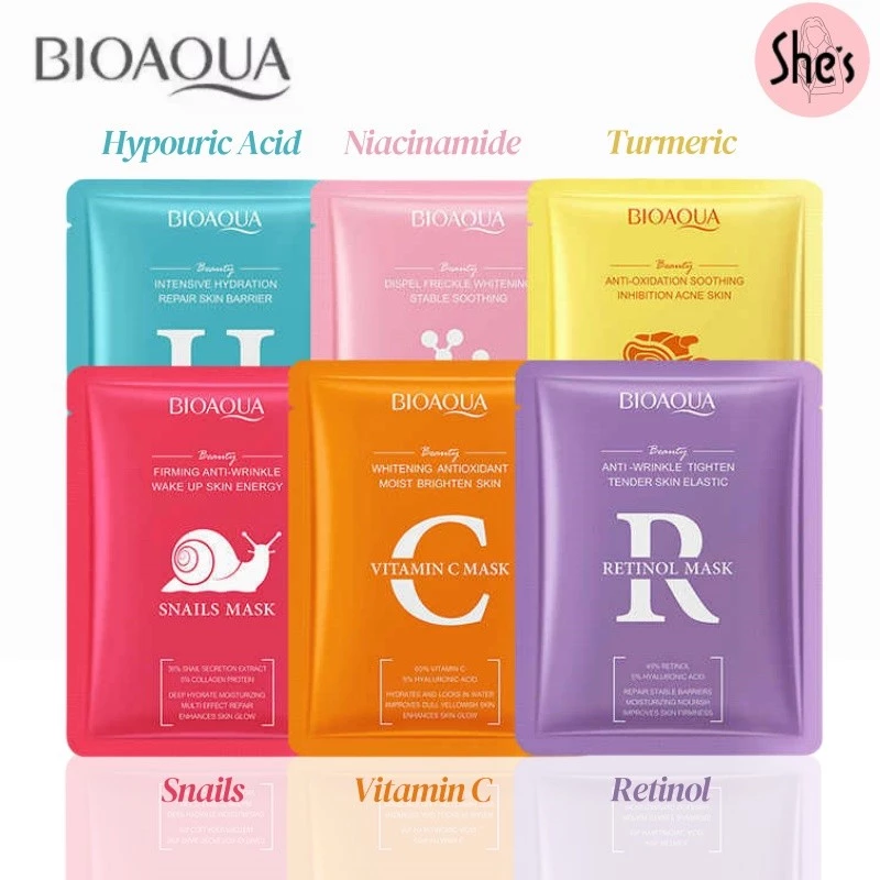 BIOAOUAมาส์กหน้าคอลลาเจน ไวท์เทนนิ่งให้ความชุ่มชื้น ไฮยาลูรอน วิตามินซี ผิวนุ่ม แผ่นมาร์คหน้า เกาหลี