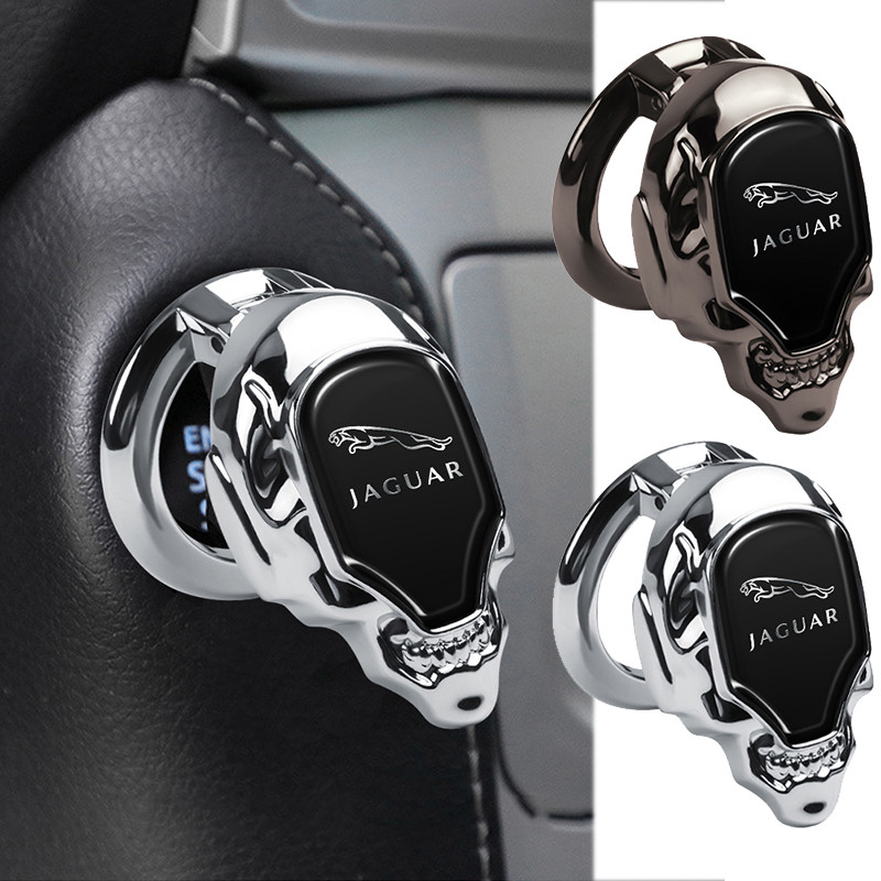 รถโลหะคลิกเดียวเริ่มปุ่มฝาครอบ Skull สติกเกอร์สําหรับ Jaguar XF2008 XF2009 XJS XJ8 XType