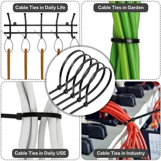 หนวดกุ้งสายรัดสายไฟ เคเบิ้ลไทร์ 6/8/10/12นิ้ว 100 ชิ้น ขาว/ดำ Nylon Cable Tie สายรัดพลาสติก สายรัดเคเบิ้ลไทร์