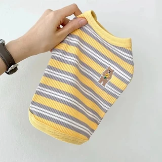🇹🇭พร้อมส่ง🇹🇭 เสื้อแขนกุดลายทางหลากสี น่ารักสดใส ผ้าร่อง ใส่สบายมากจ้า เสื้อสุนัข ชุดหมา ชุดแมว