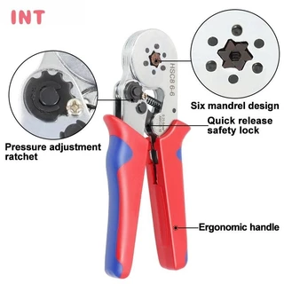INT เครื่องมือจีบขั้วต่อสายไฟ HSC8 6-4A/6-6A/16-6 ด้ามจับตามหลักสรีรศาสตร์ คีมจีบขั้วไฟฟ้า สำหรับ DIY และมืออาชีพ จีบที่แม่นยำและเชื่อมต่อสายไฟที่ปลอดภัย
