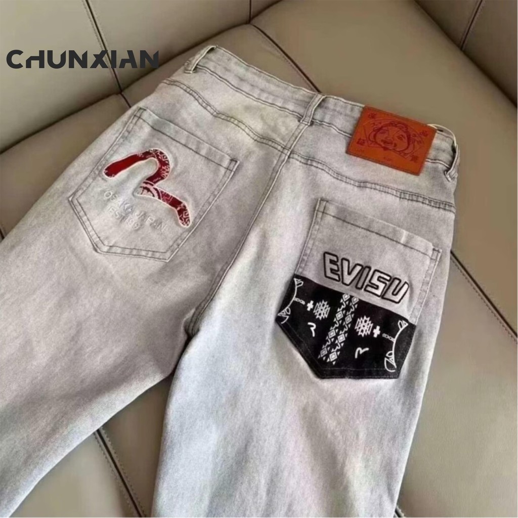 Evisu8819 New Style All-Match ปักกางเกงยีนส์ Letter Casual