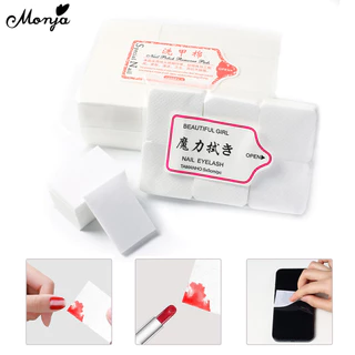 Monja Lint-Free Cotton ยาทาเล็บ เช็ดแห้งสําลีแผ่นทิ้งผ้าเช็ดทําความสะอาด ทําความสะอาด เล็บออกแบบ