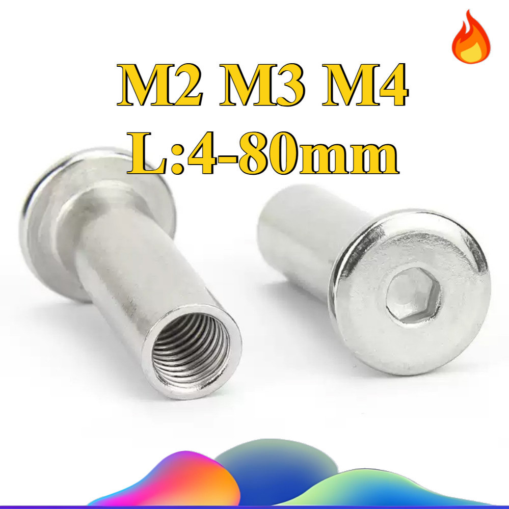 ((จัดส่งด่วน) น็อตไม้อัดสแตนเลส 304 เฟอร์นิเจอร์น็อต M2/M3/M4 (WDY-XDM) (Y20) (x19)