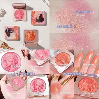 บลัชออนเนื้อฉ่ำวาว เม็ดสีแน่น สีชัด ติดทน กันน้ำ Smart Girl Reading Blush พร้อมส่งจากไทย+แปรง