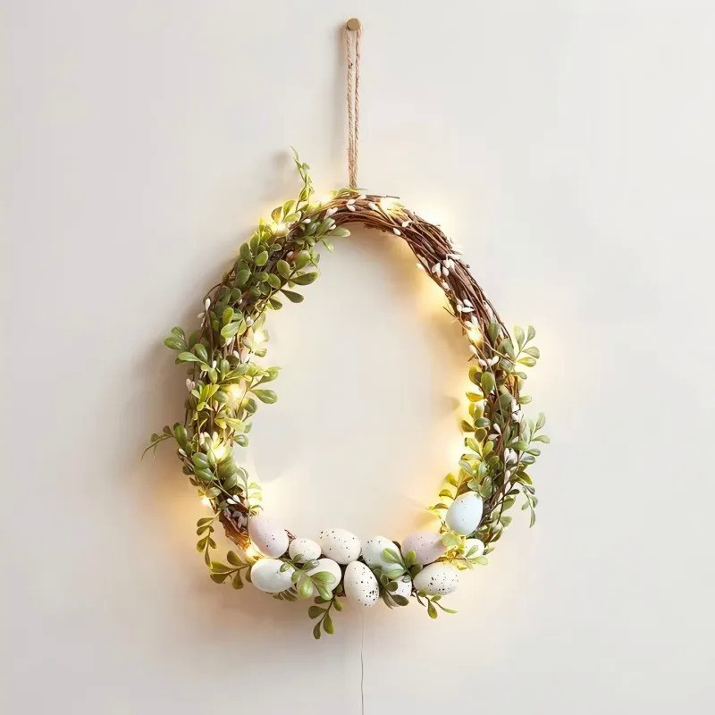 Easter Wreath Simulated Egg Wreath Spring Simulated Flower Wreath Easter Wreath Faux Egg Wreath Porc