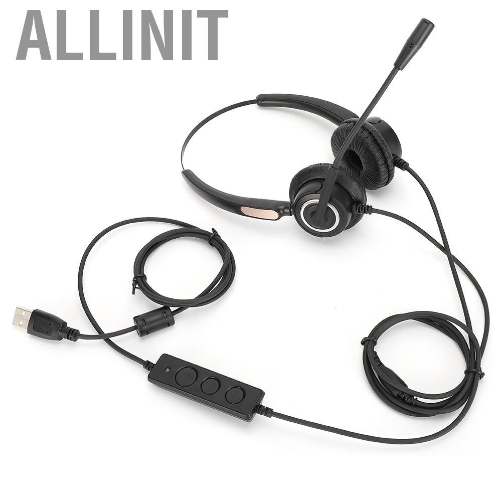 Allinit USB Call Center หูฟังบริการลูกค้าชุดหูฟังผู้ให้บริการโทรศัพท์ปรับได้การสื่อสารที่สะดวกสบาย