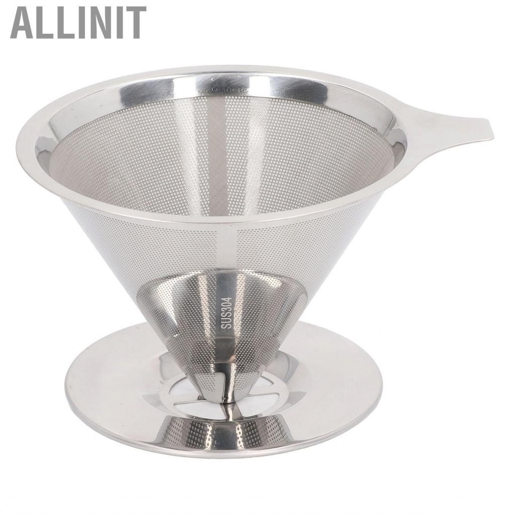 Allinit Pour Over Coffee Dripper Micro Mesh Filter 304 Stainless Steel Slow Drip