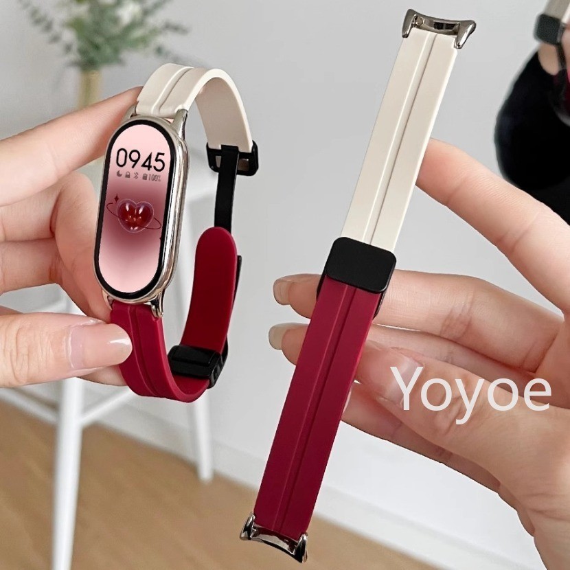 สายนาฬิกาข้อมือซิลิโคน ระบายอากาศ สีดํา สําหรับ Xiaomi Mi Band 12 มม. 8 NFC Xiaomi Band 8