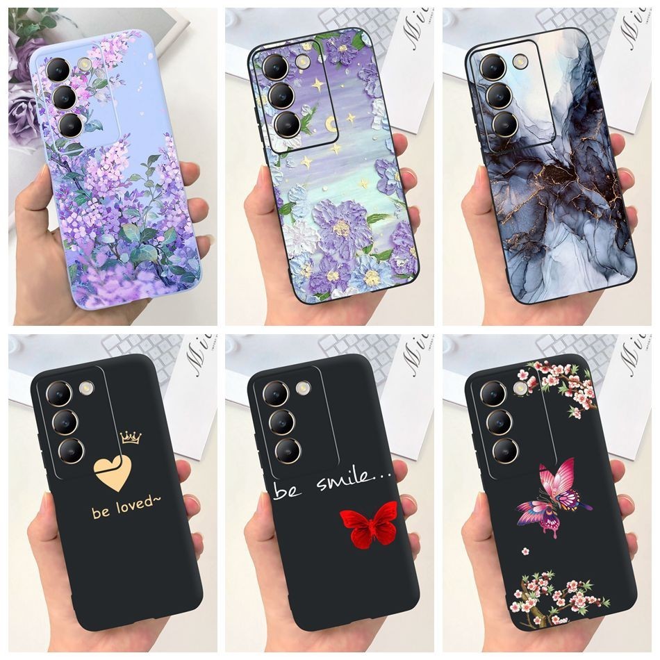 เคสโทรศัพท์มือถือ ซิลิโคนนิ่ม TPU เจลลี่ ลายดอกไม้ ผีเสื้อ สําหรับ Vivo Y100 5G Y200e Y100 (IDN)