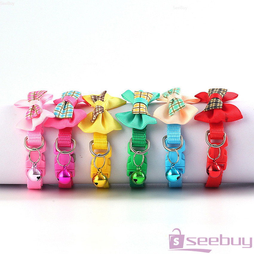 SUY ปลอกคอโบว์น่ารัก + กระดิ่ง เลือกสีได้ สายปรับได้ยาว Pet Collar ราคา ถูกที่สุด ดีลบีเคเค แกลเลอรีภาพที่ 5
