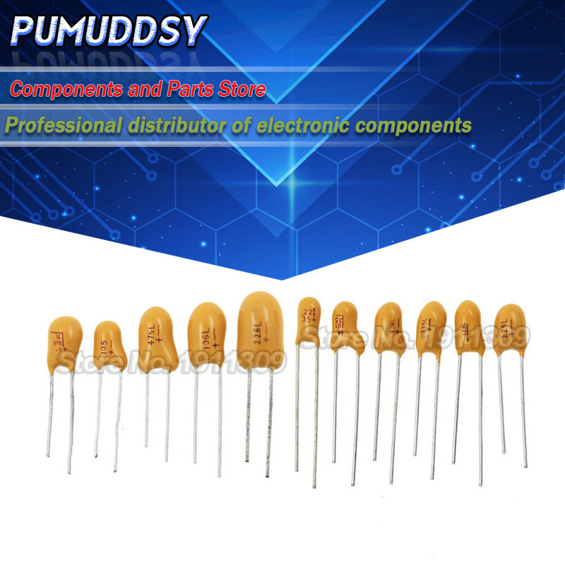 5pcs Tantalum Capacitor 16V 25V 35V 50V 0.1 UF 0.22 UF 0.33 UF 0.47 UF 100UF 220UF 1UF 2.2 UF 4.7 UF