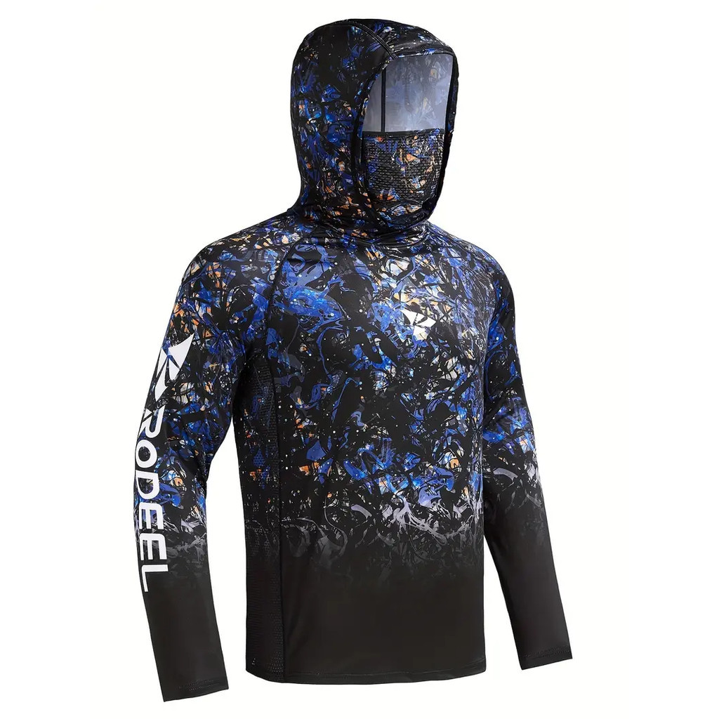 เสื้อกีฬาตกปลา มีฮู้ด UPF 50 ป้องกันแดด แฟชั่นฤดูร้อน สําหรับผู้ชาย