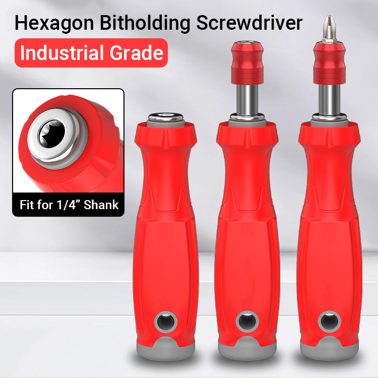 หกเหลี่ยม Bithold Grip ไขควง 1/4 "ไดรฟ์แม่เหล็ก, ล็อคอย่างรวดเร็ว 6.35 มม. Hex Bit Holding คู่มือไขควงผู้ถือบิต Handle