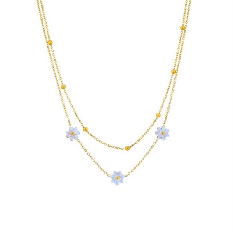 สดดอกไม้เล็กๆเหล็กไทเทเนียมต่างหูผู้หญิง/สร้อยข้อมือ/สร้อยคอที่ละเอียดอ่อนสไตล์ศิลปะนักเรียน/แฟนของขวัญที่ดีที่สุด - รูปที่ 5