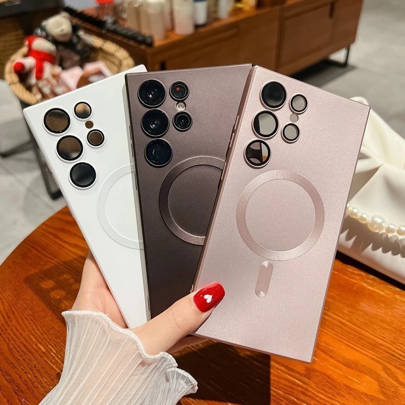 🔥พร้อมส่ง🔥 เคสซิลิโคนเคลือบชาร์จไร้สายแม่เหล็ก S24 S21 S22 สำหรับ ซัมซุง samsung s23 s22 s21 s20 note 10 20 ultra plus