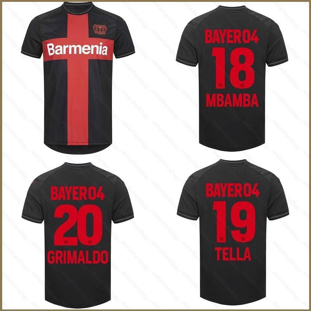 Qy 2023-2024 Bundesliga Bayer 04 Leverkusen Mbamba Tella Grimaldo เสื้อยืด พลัสไซซ์ สําหรับเด็ก และผู้ใหญ่